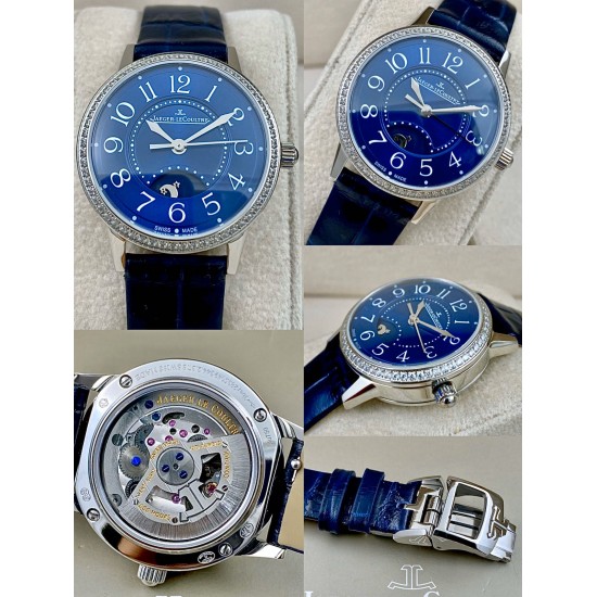 JAEGER-LECOULTRE积家女款RENDEZ-VOUS约会系列。尺寸：29mm搭载日本进口全自动机械机芯  正品版本机芯主版  功能：日夜星晨、时分秒显示功能 ，展现出昼的灿烂与夜的浪漫(刚刚的相遇，[玫瑰]刚刚的缘分，[爱心]刚刚的时间，愿幸福快乐与您相伴)