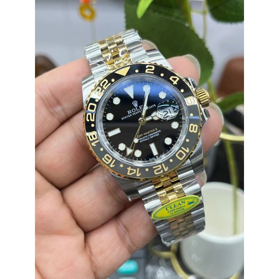 皮蛋圈！ROLEX 劳力士 GMT格林尼治型 尺寸40mm！精钢表壳表链，蓝宝石镜面，超级夜光，双向陶瓷旋转表圈，原装折叠扣！
