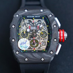 【 RICHARD MILLE 】理查德米勒 RM011-03艺术提升了全新层次，顶级碳纤维壳套 最完美的纹路 最完美的做工 搭载7750大日历 计时 飞返/逆跳多功能ETA7750全自动机械机芯，进口橡胶表带 原装折叠扣，尺寸50X40mm 高端大气上档次 计时腕表，展现着理查品牌的经典内涵，阳光而富有吸引力！全球限量50个7750机 ⚠️请认准独家品质