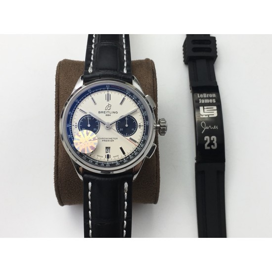 GF新品百年灵璞雅B01计时腕表Premier B01 Chronograph (吴彦祖同款)材质: 316L精钢直径: 42毫米厚度: 13.65毫米表镜: 锅盖弧面蓝宝石,双面防眩处理表底: 旋入式精钢,透明蓝宝石表冠: 非旋入式,双密封垫机芯:Asia-7750机芯GF出品,复刻首选! GF新品百年灵璞雅B01计时腕表Premier B01 Chronograph (吴彦祖同款)材质: 316L精钢直径: 42毫米厚度: 13.65毫米表镜: 锅盖弧面蓝宝石,双面防眩处理表底: 旋入式精钢,透明蓝宝石表冠: 非旋入式,双密封垫机芯:Asia-7750机芯GF出品,复刻首选!