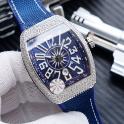 K厂出品:法兰克穆勒V45 SC DT系列54*42mm 全自动日本机械机芯 蓝光镀膜玻璃 超强夜光，日历窗放大镜，意大利牛皮表带底部橡胶，可搭配美洲鳄鱼皮纹，316精钢敖表壳，折叠原装扣 糅合商务设计风格 中间完美弧线夹层设计！！！