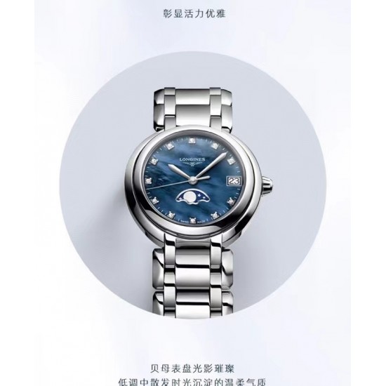 GS匠心之作【落落大方 腕间淑女】——浪琴表心月系列月相腕表优雅而至。典雅别致的外观,与正品一致的月相功能。温柔的外表之下,蕴含一颗“月相”表芯。【表壳】腕表尺寸30.5mmX9.4mm。圆润的曲线式设计使得壳体别致精巧。举手投足之间,落落大方。每一件表壳均是GS的匠心精品。【机芯】和原装一致采用带有月相功能的瑞士石英机芯。【钢带】波浪型的表带动感贴手,光泽流盼。每一粒表带截,都经过GS制表师精心细致的打磨,确保光泽和形状完美无瑕,吻合原版。 GS匠心之作【落落大方 腕间淑女】——浪琴表心月系列月相腕表优雅而至。典雅别致的外观,与正品一致的月相功能。温柔的外表之下,蕴含一颗“月相”表芯。【表壳】腕表尺寸30.5mmX9.4mm。圆润的曲线式设计使得壳体别致精巧。举手投足之间,落落大方。每一件表壳均是GS的匠心精品。【机芯】和原装一致采用带有月相功能的瑞士石英机芯。【钢带】波浪型的表带动感贴手,光泽流盼。每一粒表带截,都经过GS制表师精心细致的打磨,确保光泽和形状完美无瑕,吻合原版。