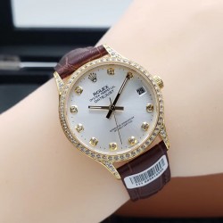 DA出品 2020款劳力士切利尼女款钻圈 31mm完美搭配，经典钻面刻度间隔2条线，细节简单突出钻石，高端大气.搭配零返修821A高端机芯，性能卓越，真牛皮表带夏天透气 给您舒适的佩戴感受