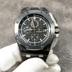 AUDEMARS PIGUET 爱彼 AP 皇家橡树离岸型 计时码表 26400AU.OO.A002CA.01 锻造碳纤维表壳 陶瓷表圈 钛合金背透底盖 钛合金按钮 双面蓝宝石镜面 3126机芯 橡胶表带 钛合金针扣 44mm JF厂出品！出货实拍