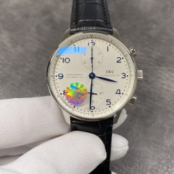 IWC 万国 葡萄牙系列 zf厂 自动机械计时跑秒腕表3714 IW371445 手表 男表  精钢拉丝表壳 三维扫描正品开模 厚度与正品一样12.3mm 直径40.9mm 穹型高通透蓝宝石镜面镀蓝膜 7750 订制自动机械计时码机芯 真皮表带（可选购真鳄鱼皮表带） 折叠扣 葡计 蓝针 手表 出货实拍