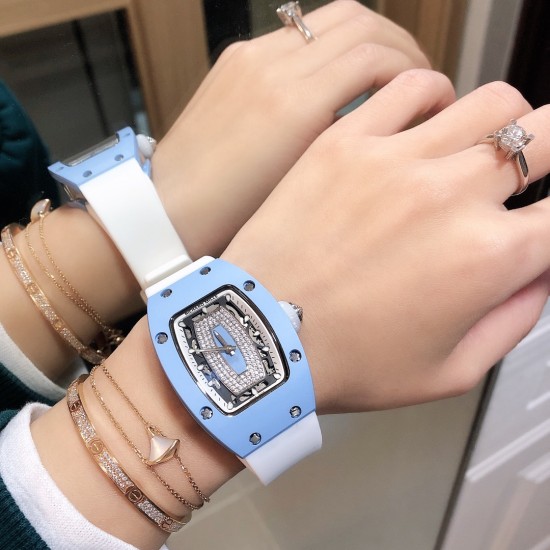 实拍 Richard Mille RM007 蓝陶瓷 蓝唇！经典系列女士壕气腕表！明星畅销款，人气指数最高的名品！
