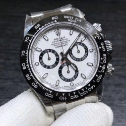 “熊猫眼”ROLEX 劳力士 迪通拿 腕表 116500LN-78590白盘 白色表盘功能盘镶黑色圈 ，旋入式表冠及按钮  ，精钢三排粒表带 ，中间抛光 ，两侧拉丝 ，折叠保险表扣  直径40mm ！