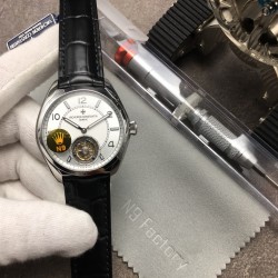 N9 Factory官网同步 原版复刻 江诗丹顿Vacheron Constantin伍陆之型系列 搭配全自动机芯机械陀飞轮！飞轮带有独特的马耳他桥杆，316L精钢表壳，头层意大利牛皮表带，折叠扣，蓝宝石玻璃水晶镜面，表盘：1.3.5.7.9.11.位.指针都含夜光显示！直径41毫米x13毫米  N9诚意之作 值得你品鉴！