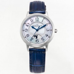 TW出品：积家约会系列自动机械图为女表 【尺寸】尺寸34mm 厚度10mm【机芯】搭载进口9015机改原装cal.898A自动上链机芯（不是加夹板）【表带】搭配进口意大利牛皮表带 【显示指针】顶级烧钢兰指针 具昼夜显示功能
