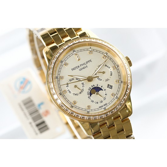 年末巨献“pp时尚新款 PATEK PHILIPPE【新年巨献 最高版本】百达翡丽超级复杂多功能系列(5721P-002)ZF厂高品质钢带款变运动系列原装9100升级版机芯。所有功能同正品(3字位月份显示 6字位24小时显示 9字位24小时和日月星辰显示),和原装一样的带水平压纹工艺,带荧光刻度 ,41mm直径。316L精钢镀金,原装进口蓝宝石水晶镜面。5721和5721P款的外钻为施华洛世奇钻,通透闪亮,气质非凡。在目前技术范畴内尽可能接近原装,此款腕表让您驾驭所有场合。 年末巨献“pp时尚新款 PATEK PHILIPPE【新年巨献 最高版本】百达翡丽超级复杂多功能系列(5721P-002)ZF厂高品质钢带款变运动系列原装9100升级版机芯。所有功能同正品(3字位月份显示 6字位24小时显示 9字位24小时和日月星辰显示),和原装一样的带水平压纹工艺,带荧光刻度 ,41mm直径。316L精钢镀金,原装进口蓝宝石水晶镜面。5721和5721P款的外钻为施华洛世奇钻,通透闪亮,气质非凡。在目前技术范畴内尽可能接近原装,此款腕表让您驾驭所有场合。