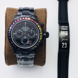 【TW Factory】最新力作 劳.力士Rolex碳黑钢皇！改装迪通拿的巅峰神器，永不磨损的高级改装迪通拿，高定彩钻表圈，表身DLC黑色金刚膜，Blacken改装团队特有的暗夜黑表盘砂砾效果100%还原，目前最好的Blacken改装迪通拿副本。