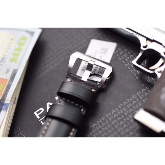 ི 沛纳海 PAM359全身抛光316L精钢 三明治数字刻度面盘 超强夜光  44mm直径 搭配小牛皮 经典简约 百搭只选