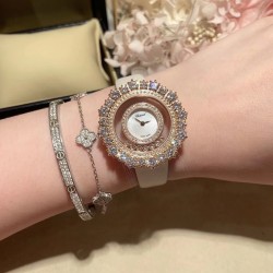 实拍 萧邦-chopard   happy Diamonds系列  女士腕表（市场最高版 热卖上巿）施华洛世奇水晶   原装瑞士进口石英机芯 娟带361L钢原装钻扣  316精钢表壳  蓝宝水晶镜面  直径32mm厚8mm