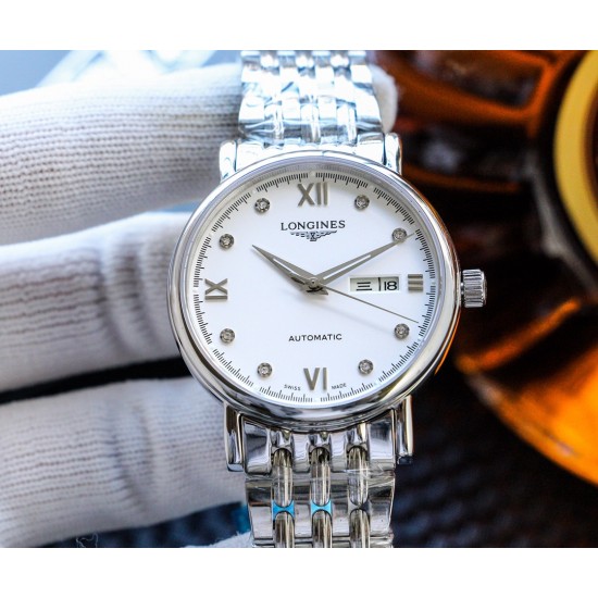 实物拍摄品牌：浪琴-LONGINES  类型：[酷]男士腕表表壳：316精钢（做工优质）表带：进口小牛皮/316精钢（两种可选）机芯：高级定制全自动机械机芯（走时稳定）玻璃：高级强化镀膜镜面尺寸：直径40mm，厚度12mm
