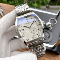实物拍摄品牌：江诗丹顿 -Vacheron Constantin类型：[酷]男士腕表表壳：316精钢（做工优质）表带：进口真牛皮/316精钢（两种可选）机芯：高级定制全自动机械机芯（走时稳定）玻璃：高级强化镀膜镜面尺寸：直径37*43mm，厚度12.5mm