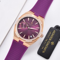 FK-VACHERON CONSTANTIN【江诗丹顿】纵横四海系列火热上市，突破传统，时尚优雅的多彩表带，可满足佩戴者在不同场合的需求，多样化的色彩设计演绎大胆而时尚的风格，江诗丹顿在装置时始终将舒适性放在首位，确保腕表完美贴合手腕，纯钢表壳，进口石英机芯，蓝宝石水晶玻璃，舒适胶质表带，采用原装针式表扣佩戴方便！尺寸:36.5mm