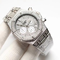 （K8新品）爱彼Audemars Piguet 皇家橡树系列 26320ST 26320BA 26320OR 钻石手表 搭载316L不锈精钢表壳 实心厚重钢带精选进口奥地利水钻 光彩闪耀 采用进口VK石英跑秒机芯  精准计时 耗时11个月 多功能钻石精装手表 尺寸42mm 重量170g
