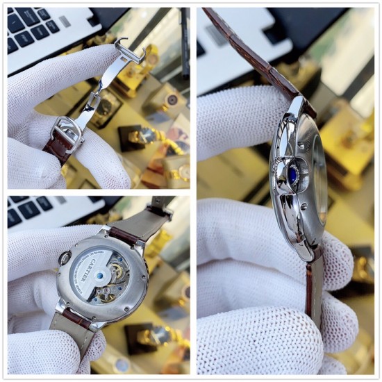 品牌:卡地亚-CARTIER 表带:进口小牛皮/316精钢机芯:全自动机械机芯材料:高级强化镀膜镜面尺寸:直径42mm,厚度13mm 品牌:卡地亚-CARTIER 表带:进口小牛皮/316精钢机芯:全自动机械机芯材料:高级强化镀膜镜面尺寸:直径42mm,厚度13mm