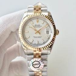【APEX新品发布】劳力士ROLEX DATEJUST间黄金日志型腕表，包金系列，而且是具有真正K金制作工艺，永久不脱色与掉落特征，而且做工精细，最重要的是区别于以往表带侧面没有包金而呈钢色的现象，现以能呈现出“四面一体”都是真K金的实感！男女都适合的尺寸，并行代购版DATEJUST，完美修正十年间所有副本的不足和缺陷，36mm男女都适合的表径尺寸，搭载ETA2836机并搭配正品代购包装物料，重新定义最高品质的DATEJUST副本，真正的A级副本劳力士DATEJUST。