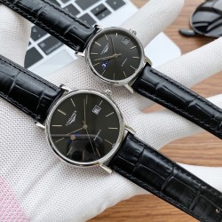 实物拍摄浪琴—LONGINES 最新情侣机械对表 原装进口日本西铁城8217全自动进口机械（请认准机芯图）精准走时  316L精钢表壳 蓝宝石镜面 传统三针设计 9字位真月相显示 有进口小牛皮和316精钢(两种表带可选)  尺寸：男40mm 女款33mm  厚12mm