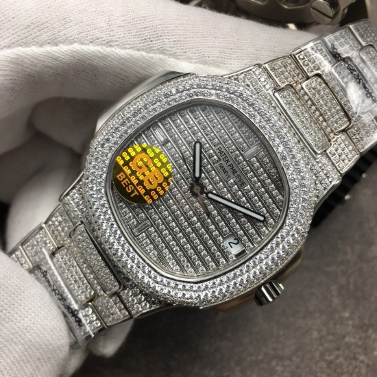 GB力作 土豪款式来袭 百达翡丽PP运动系列鹦鹉螺 型号5719/1G-001 满钻土豪款 搭载进口9015机芯改CAL.324SC机芯 蓝宝石玻璃镜面!土豪的世界我们不懂,但是此款百达翡丽从壳套做工精密细度真的震撼人心,镶钻的工艺技术是多年的老师傅手工制作而成!GB匠心之作 值得你品鉴! GB力作 土豪款式来袭 百达翡丽PP运动系列鹦鹉螺 型号5719/1G-001 满钻土豪款 搭载进口9015机芯改CAL.324SC机芯 蓝宝石玻璃镜面!土豪的世界我们不懂,但是此款百达翡丽从壳套做工精密细度真的震撼人心,镶钻的工艺技术是多年的老师傅手工制作而成!GB匠心之作 值得你品鉴!
