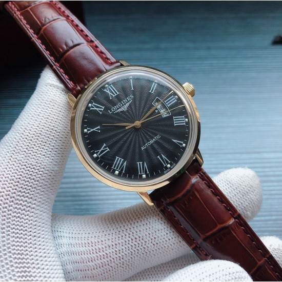 2019年度最新款 浪琴Longines  S8 全面出货！成功商务人士必备 锅盖型复古玻璃  压弯字面 百分之百超强防水  [咖啡][咖啡]品牌：浪琴 Longines 类型：[酷]男士腕表表壳：316精钢（做工优质）表带：进口小牛皮/简约针扣机芯：进口8215全自动机械机芯（走时稳定）玻璃：高级强化镀膜镜面尺寸：直径41mm，厚度12mm 三杰精致推荐男士机械腕表 SJ为你精心挑选超真实实物图拍摄