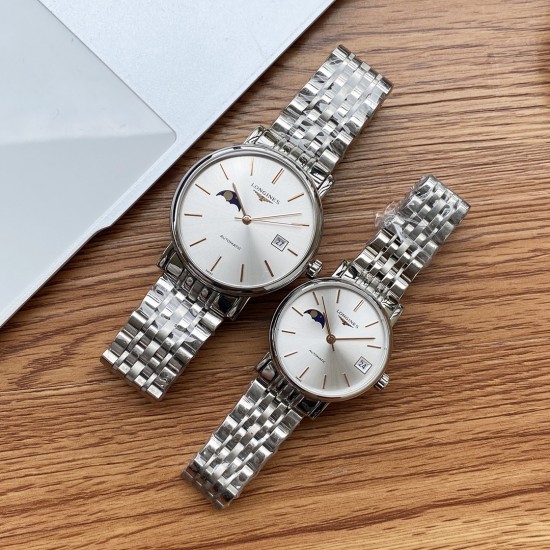 实物拍摄浪琴—LONGINES 最新情侣机械对表 原装进口日本西铁城8217全自动进口机械(请认准机芯图)精准走时 316L精钢表壳 蓝宝石镜面 传统三针设计 9字位真月相显示 有进口小牛皮和316精钢(两种表带可选) 尺寸:男40mm 女款33mm 厚12mm 实物拍摄浪琴—LONGINES 最新情侣机械对表 原装进口日本西铁城8217全自动进口机械(请认准机芯图)精准走时 316L精钢表壳 蓝宝石镜面 传统三针设计 9字位真月相显示 有进口小牛皮和316精钢(两种表带可选) 尺寸:男40mm 女款33mm 厚12mm
