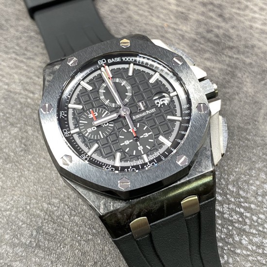 AUDEMARS PIGUET 爱彼 AP 皇家橡树离岸型 计时码表 26400AU.OO.A002CA.01 锻造碳纤维表壳 陶瓷表圈 钛合金背透底盖 钛合金按钮 双面蓝宝石镜面 3126机芯 橡胶表带 钛合金针扣 44mm JF厂出品!出货实拍 AUDEMARS PIGUET 爱彼 AP 皇家橡树离岸型 计时码表 26400AU.OO.A002CA.01 锻造碳纤维表壳 陶瓷表圈 钛合金背透底盖 钛合金按钮 双面蓝宝石镜面 3126机芯 橡胶表带 钛合金针扣 44mm JF厂出品!出货实拍