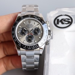 顶级做工KS出品：劳力士 恒动宇宙计时型迪通拿 【尺寸】40MM【表镜】抗刮损蓝水晶玻璃  防反光凸透式放大日历窗【表壳】上链表冠，旋入式三扣锁三重防水系统【机芯】采用7750机芯，高效精准稳定【表带】腕表搭配折叠式表扣，且表扣具有微调装置，可以调到非常的贴合手腕 折叠扣 超强夜光 防水大于100米
