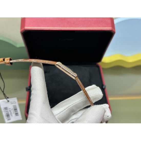Dr 卡地亚金棕小坦克小号18K玫瑰金搭配进口美洲鳄鱼皮皮带