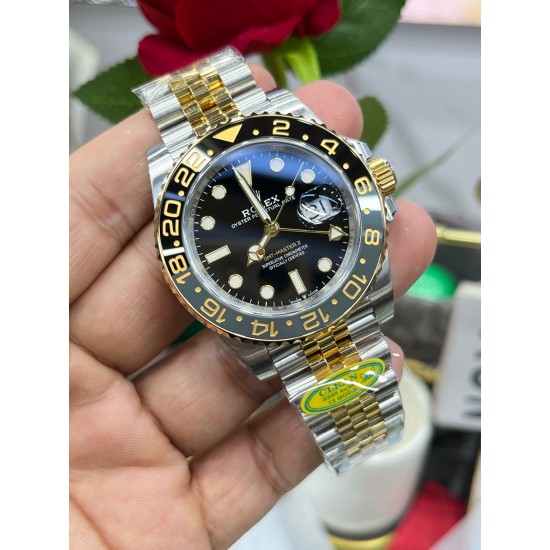 皮蛋圈！ROLEX 劳力士 GMT格林尼治型 尺寸40mm！精钢表壳表链，蓝宝石镜面，超级夜光，双向陶瓷旋转表圈，原装折叠扣！