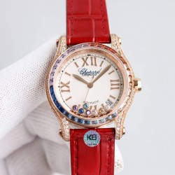萧邦新款chopard Happy Sport系列之彩钻腕表，以精钢搭配钻石，凝固刹那时刻，绽放隽永气质！精彩细节：1⃣️搭载与众不同的珍珠贝母字面，纹理和放射出来的光晕实属完美。2⃣️表盘搭配7颗快乐彩钻，采用施华洛世奇水晶，颗颗饱满闪烁！每一个颗的底座都是精雕细琢，以求实现正品钻珠那一致的旋转运动的效果！3⃣️壳套316L精钢表壳两侧均镶嵌顶级施华洛世奇水晶，颗颗火彩熠熠，色泽白净透亮4⃣️搭配海鸥2892机芯机械！AN Factory精品之作 时间总让人惊喜不断 您绝对值得拥有！欢迎您的品鉴！