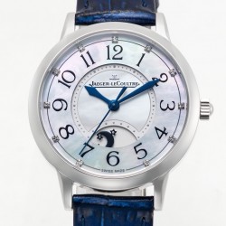 TW出品：积家约会系列自动机械图为女表 【尺寸】尺寸34mm 厚度10mm【机芯】搭载进口9015机改原装cal.898A自动上链机芯（不是加夹板）【表带】搭配进口意大利牛皮表带 【显示指针】顶级烧钢兰指针 具昼夜显示功能