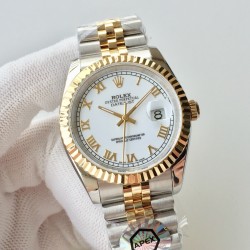 【APEX新品发布】劳力士ROLEX DATEJUST间黄金日志型腕表，包金系列，而且是具有真正K金制作工艺，永久不脱色与掉落特征，而且做工精细，最重要的是区别于以往表带侧面没有包金而呈钢色的现象，现以能呈现出“四面一体”都是真K金的实感！男女都适合的尺寸，并行代购版DATEJUST，完美修正十年间所有副本的不足和缺陷，36mm男女都适合的表径尺寸，搭载ETA2836机并搭配正品代购包装物料，重新定义最高品质的DATEJUST副本，真正的A级副本劳力士DATEJUST。