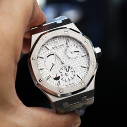TWA出品 国外最新玩物 终于有复刻解毒来了 双重时间 美联社 AP爱彼 皇家橡树 26120ST.OO.1220ST.01 复刻机芯Cal.2329/2846自动机械 316L精钢 41mmx 13.5mm 防刮蓝宝石水晶镜面 (功能介绍: 小时 分钟 日期 动力储备指示 第二时区 24小时区) 夜光指针 原装折叠扣 Logo鲜明