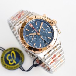 【硬核钢王】GF新品百年灵Chronomat，备受关注的蝴蝶扣辊珠精钢表链因其类似“子弹”的外形被称为“子弹链”。一体式圆滑倒角处理，每一处细节都展现出高辨识度机械美感！表壳纵向拉丝更显GF超凡的打磨功力！材质： 316L精钢直径： 42毫米机芯：Asia-7750机芯GF出品，复刻首选！