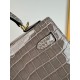 KL25 Amber Yellow Highlighting Nile Crocodile Skin Kelly 25cm