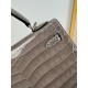 KL25 Amber Yellow Highlighting Nile Crocodile Skin Kelly 25cm