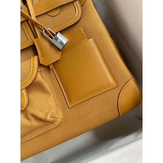 Hand sewn Birkin 35cm Cargo swift woven fabric sesame silver buckle Hand sewn Birkin 35cm Cargo swift woven fabric sesame silver buckle