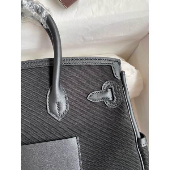 Hand sewn Birkin 25cm Cargo swift woven fabric with black silver buckle Hand sewn Birkin 25cm Cargo swift woven fabric with black silver buckle