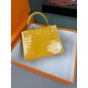 KL25 Amber Yellow Highlighting Nile Crocodile Skin Kelly 25cm