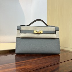 KL22 Velvet Green Kelly 1st Generation French Haas Leather Factory Epsom Original Palm Print Leather