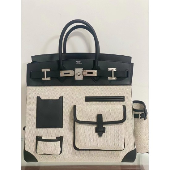 Swift Leather Black Birkin HAC 40cm Cargo Canvas Series Swift Leather Black Birkin HAC 40cm Cargo Canvas Series