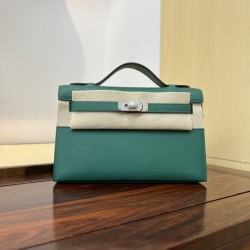 KL22 Velvet Green Kelly 1st Generation French Haas Leather Factory Epsom Original Palm Print Leather