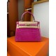 KL25 Amber Yellow Highlighting Nile Crocodile Skin Kelly 25cm