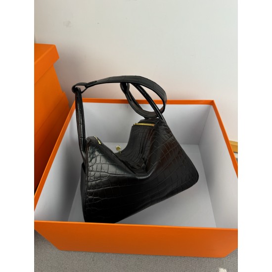 Lindy26 crocodile skin black
