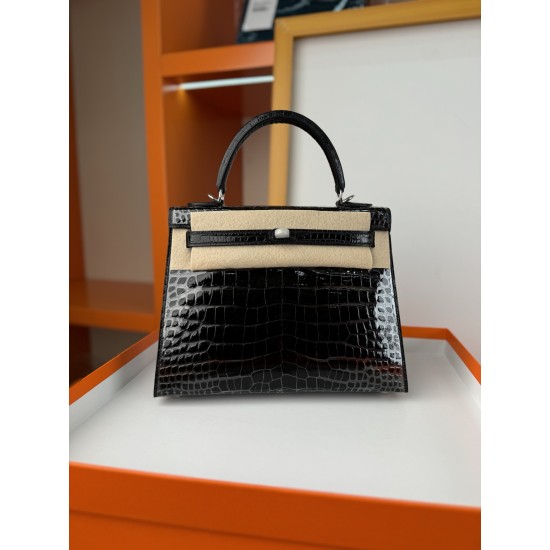 KL25 Amber Yellow Highlighting Nile Crocodile Skin Kelly 25cm KL25 Amber Yellow Highlighting Nile Crocodile Skin Kelly 25cm