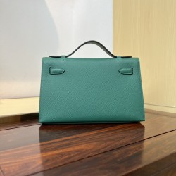 KL22 Velvet Green Kelly 1st Generation French Haas Leather Factory Epsom Original Palm Print Leather