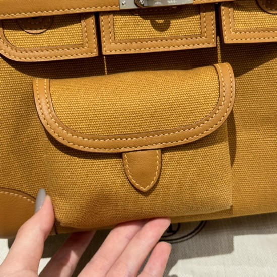  2Birkin 25Cargo cloth bag canvas splicing swift