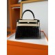 KL25 Amber Yellow Highlighting Nile Crocodile Skin Kelly 25cm